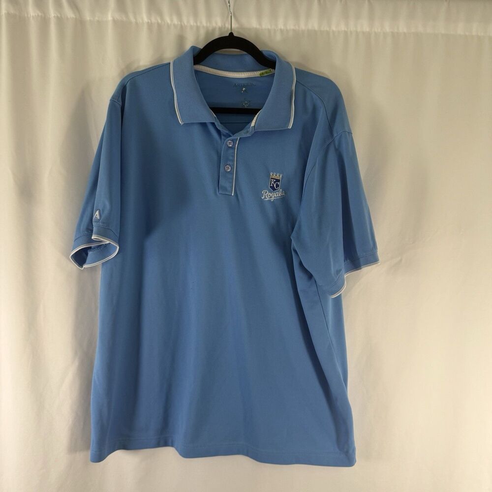 Kansas City Royals Antigua Polo Shirt Men's XL Blue Short Sleeve Collared